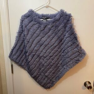 Faux Fur Poncho in Lavender